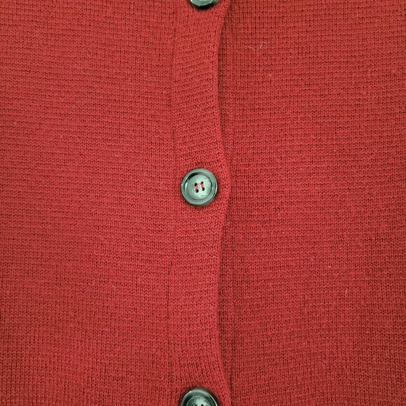 Red Sweater COCOGIO made in Italy - Large button up 50% Merino wool/ Acrylic - Picture 8 of 16